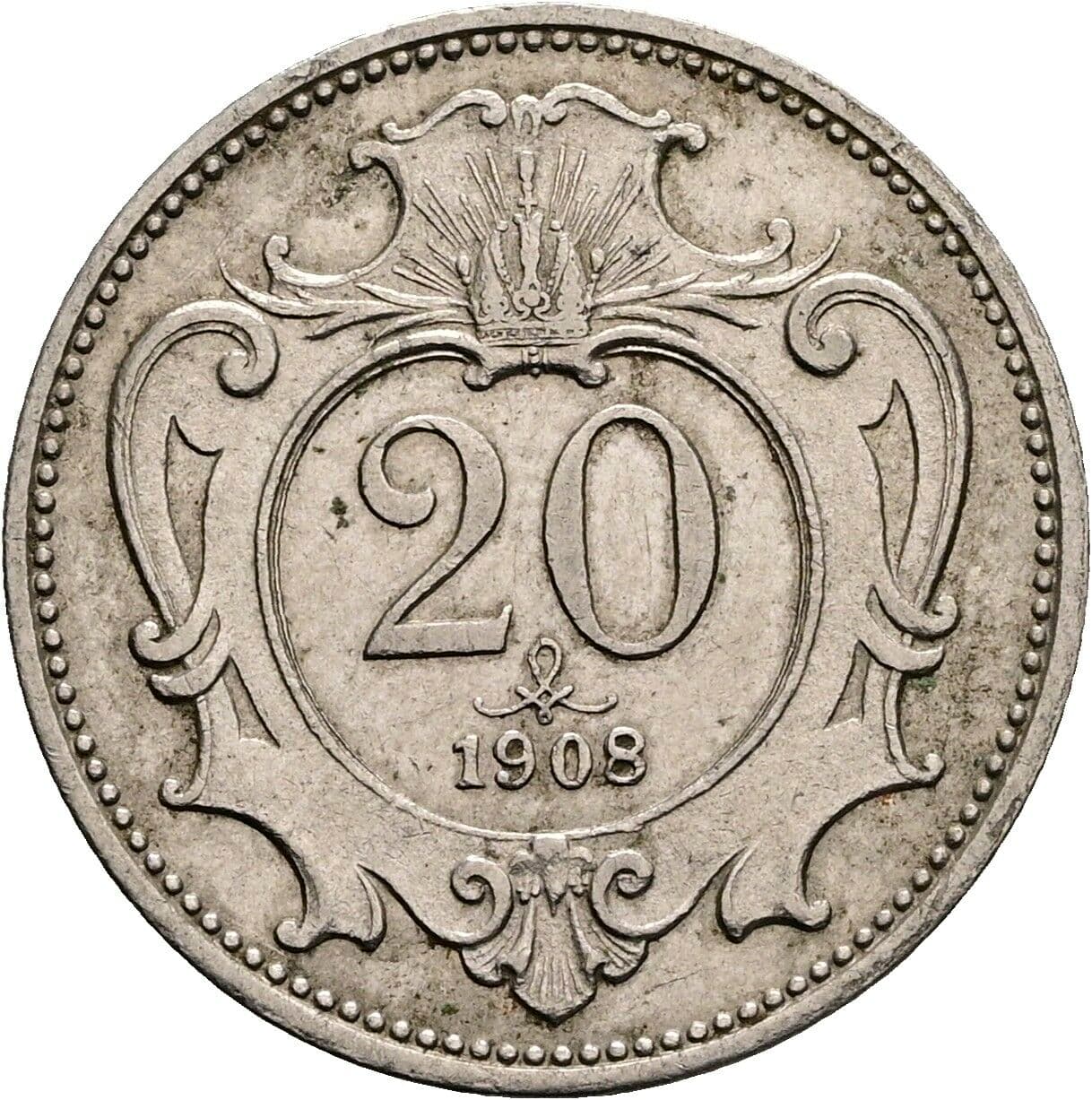 20 Heller Franz Joseph I. 1848-1916 1908 – Vorderseite