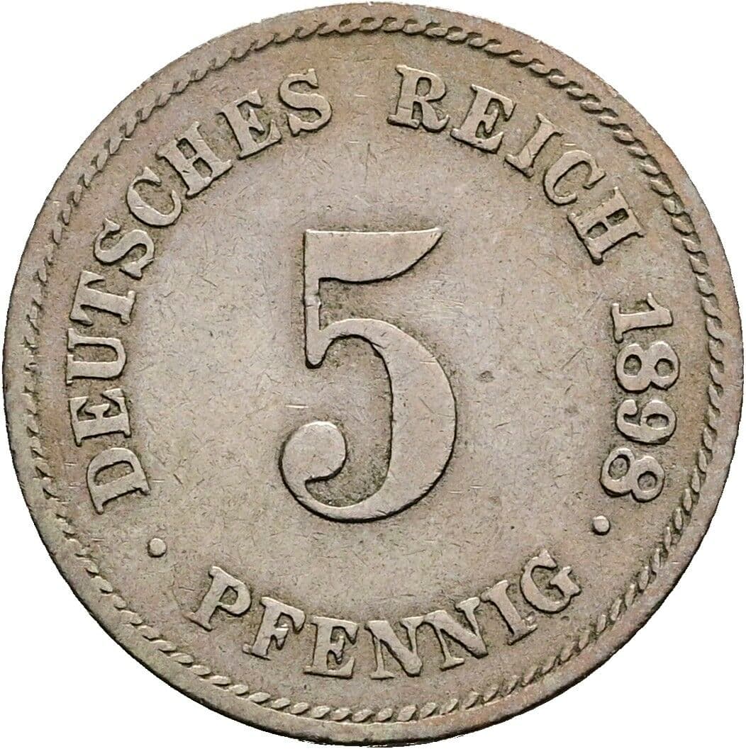5 Pfennig 1898 G – Vorderseite
