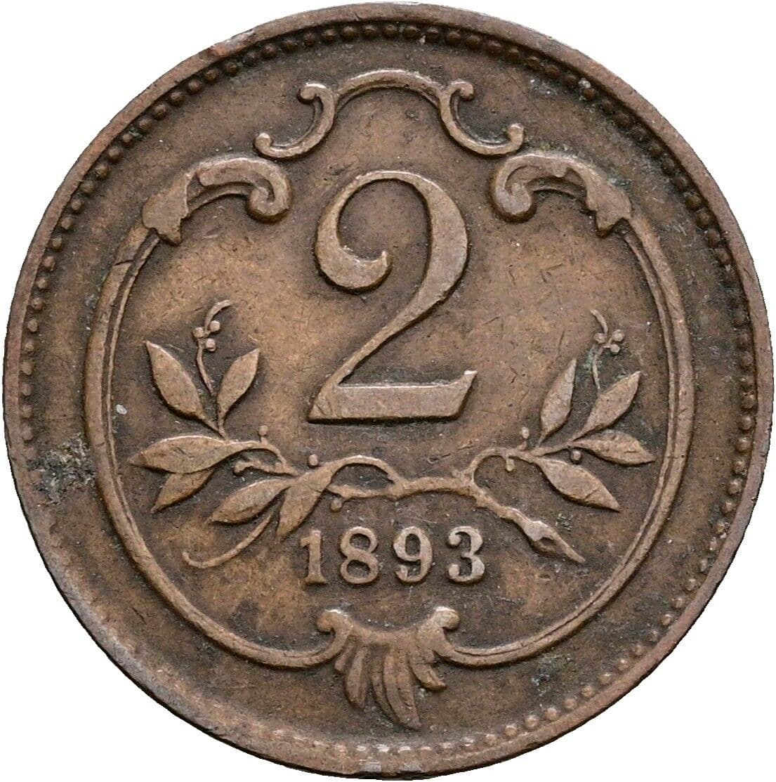 2 Heller Franz Joseph I. 1848-1916 1893 – Vorderseite
