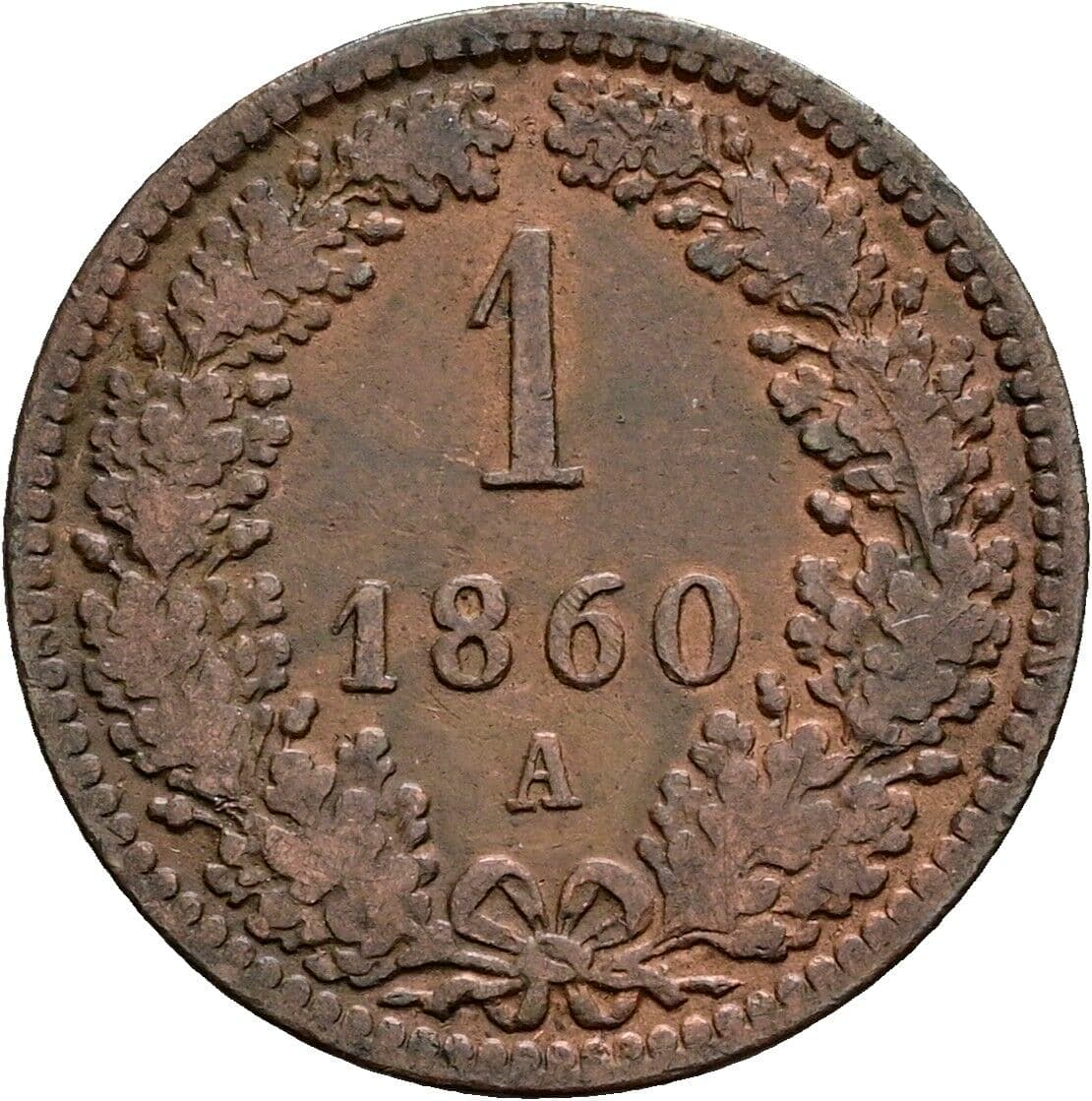 1 Kreuzer Franz Joseph I. 1848-1916 1860 A, Wien – Vorderseite