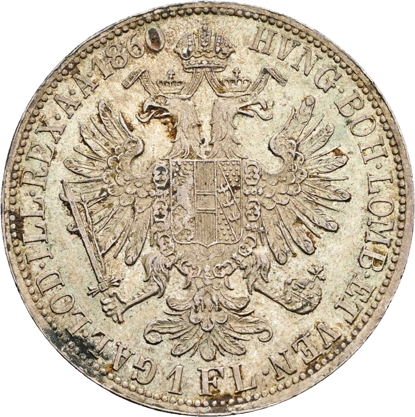 1 Gulden Franz Joseph I. 1848-1916 1860 A – Rückseite