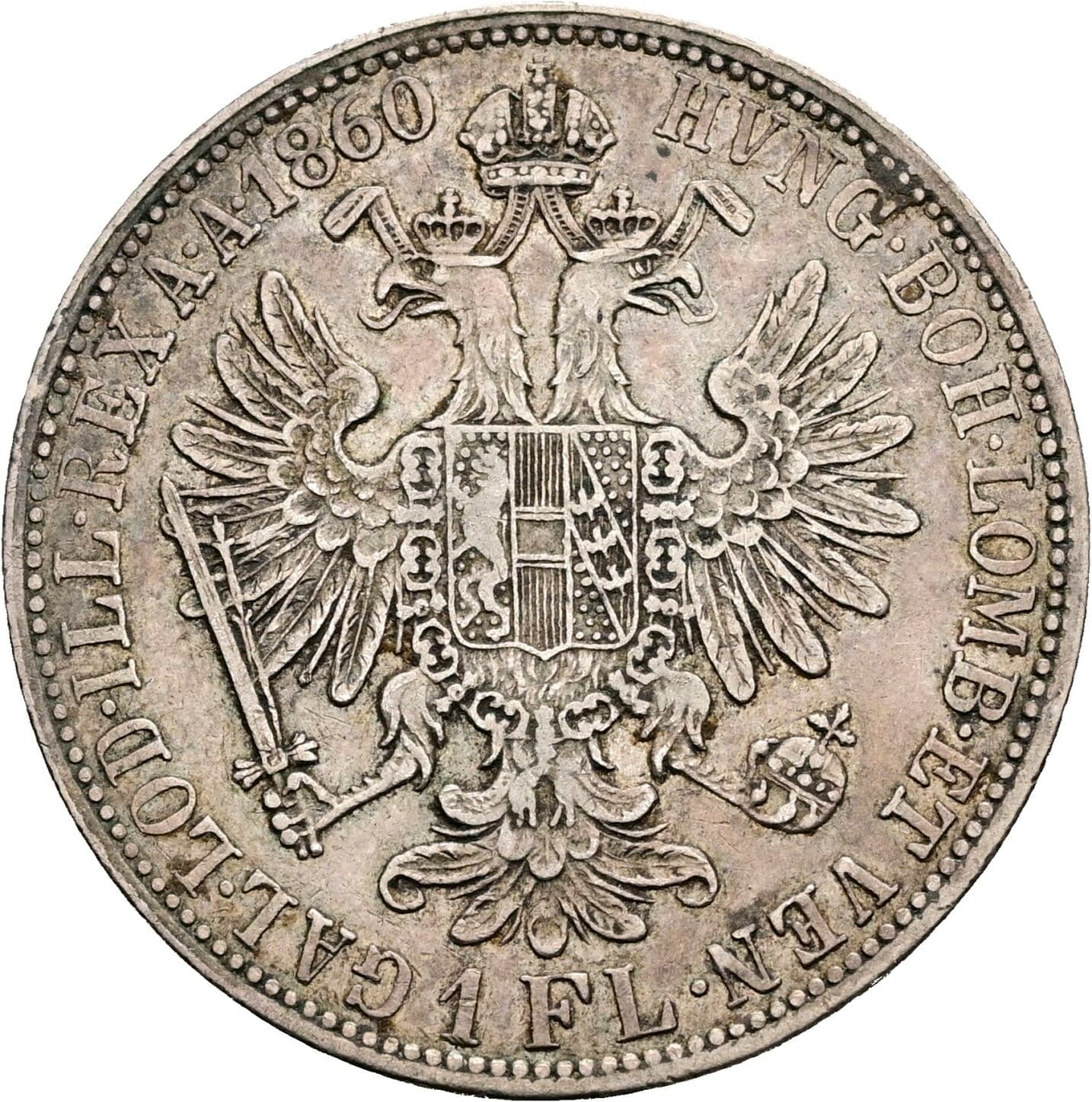 1 Gulden Franz Joseph I. 1848-1916 1860 A – Rückseite
