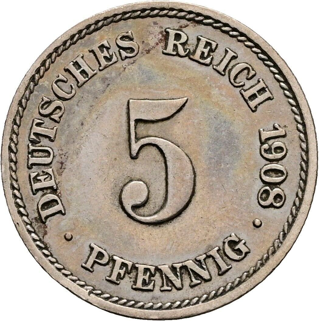 5 Pfennig 1908 G – Vorderseite