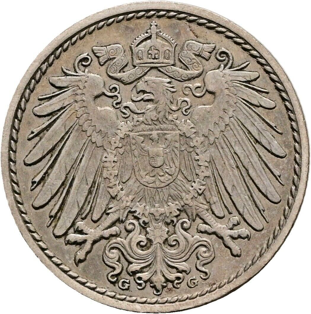 5 Pfennig 1908 G – Rückseite