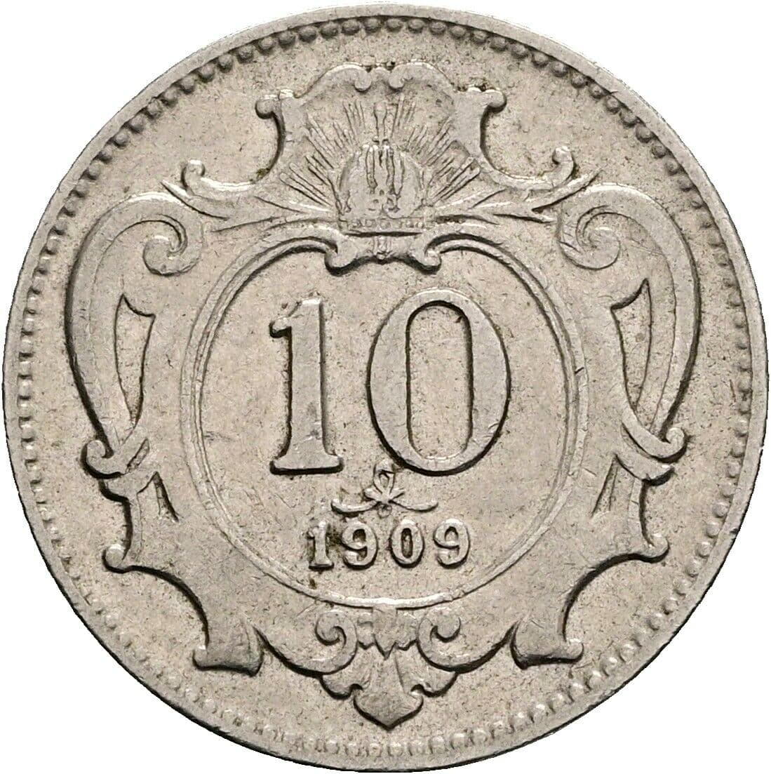 10 Heller Franz Joseph I. 1848-1916 1909 – Vorderseite