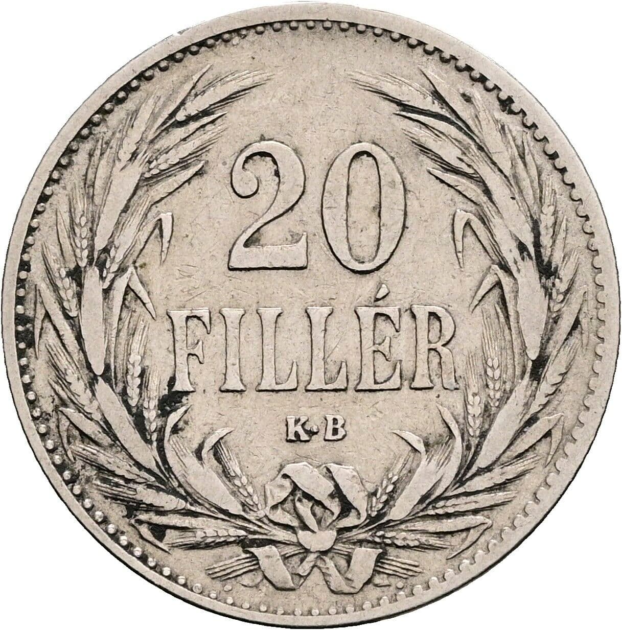 20 Filler Franz Joseph I. 1848-1916 1893 KB, Kremnitz – Vorderseite