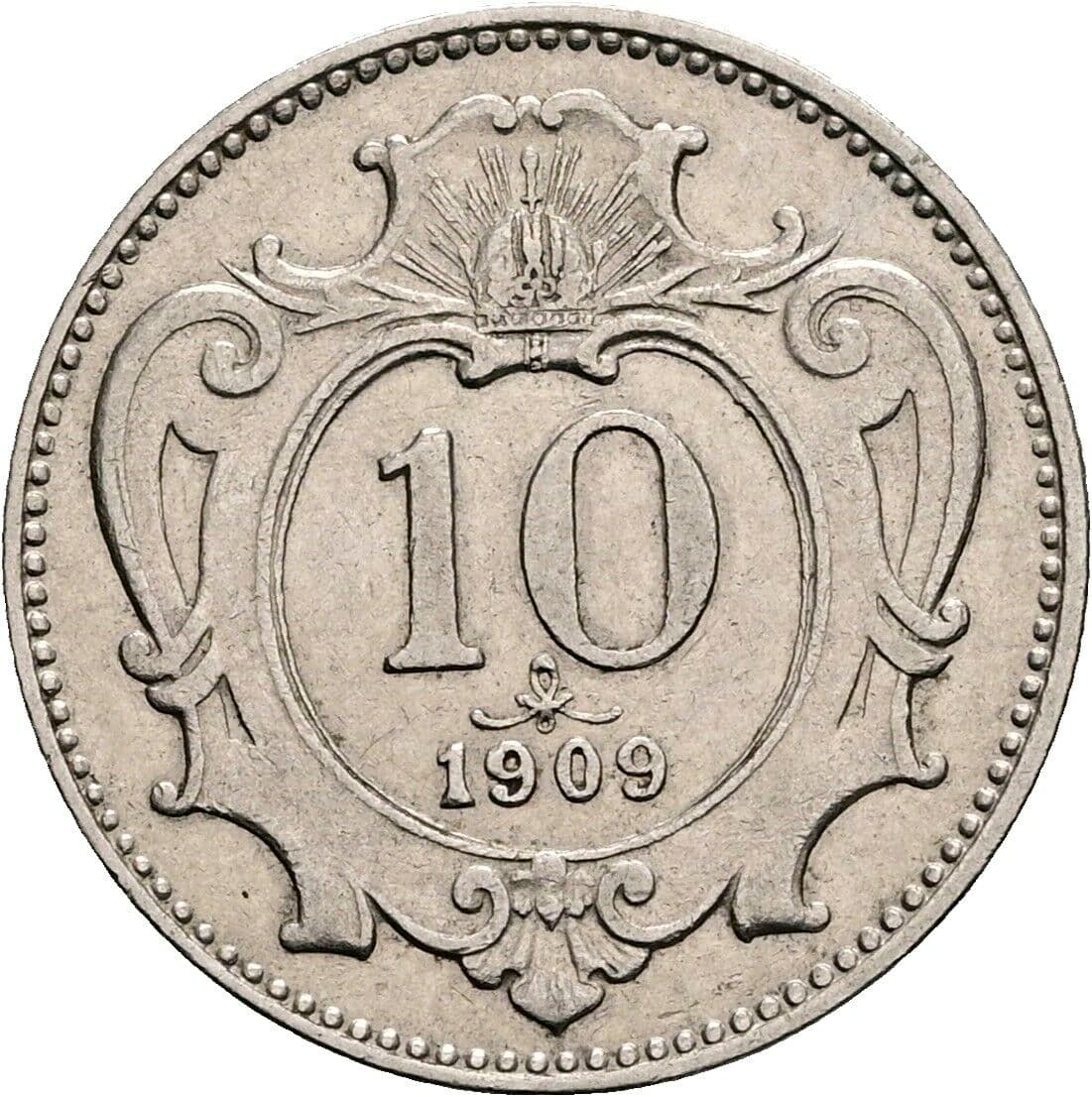 10 Heller Franz Joseph I. 1848-1916 1909 – Vorderseite