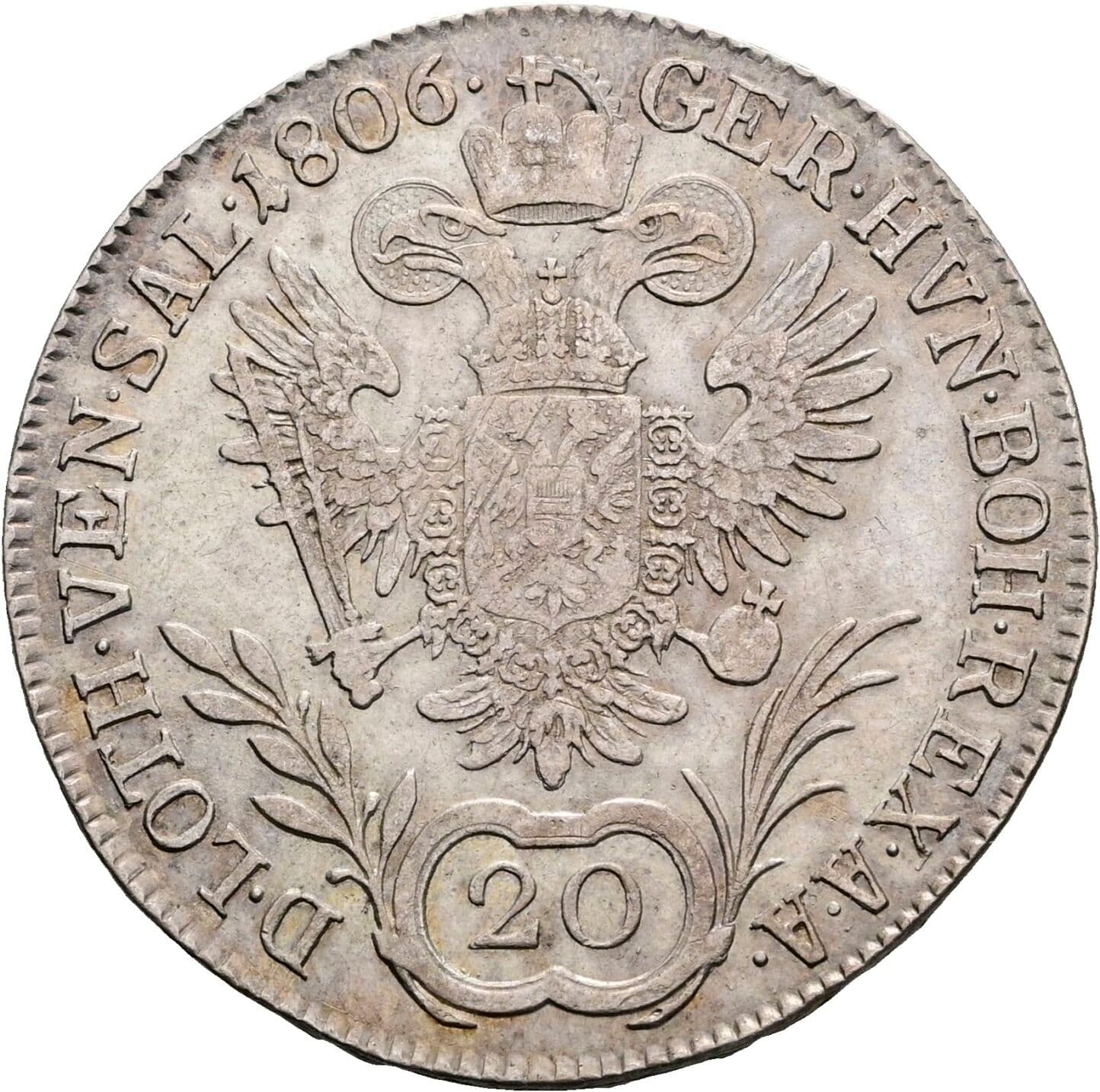 20 Kreuzer Franz II. (I). 1792-1835 1806 A, Wien – Rückseite