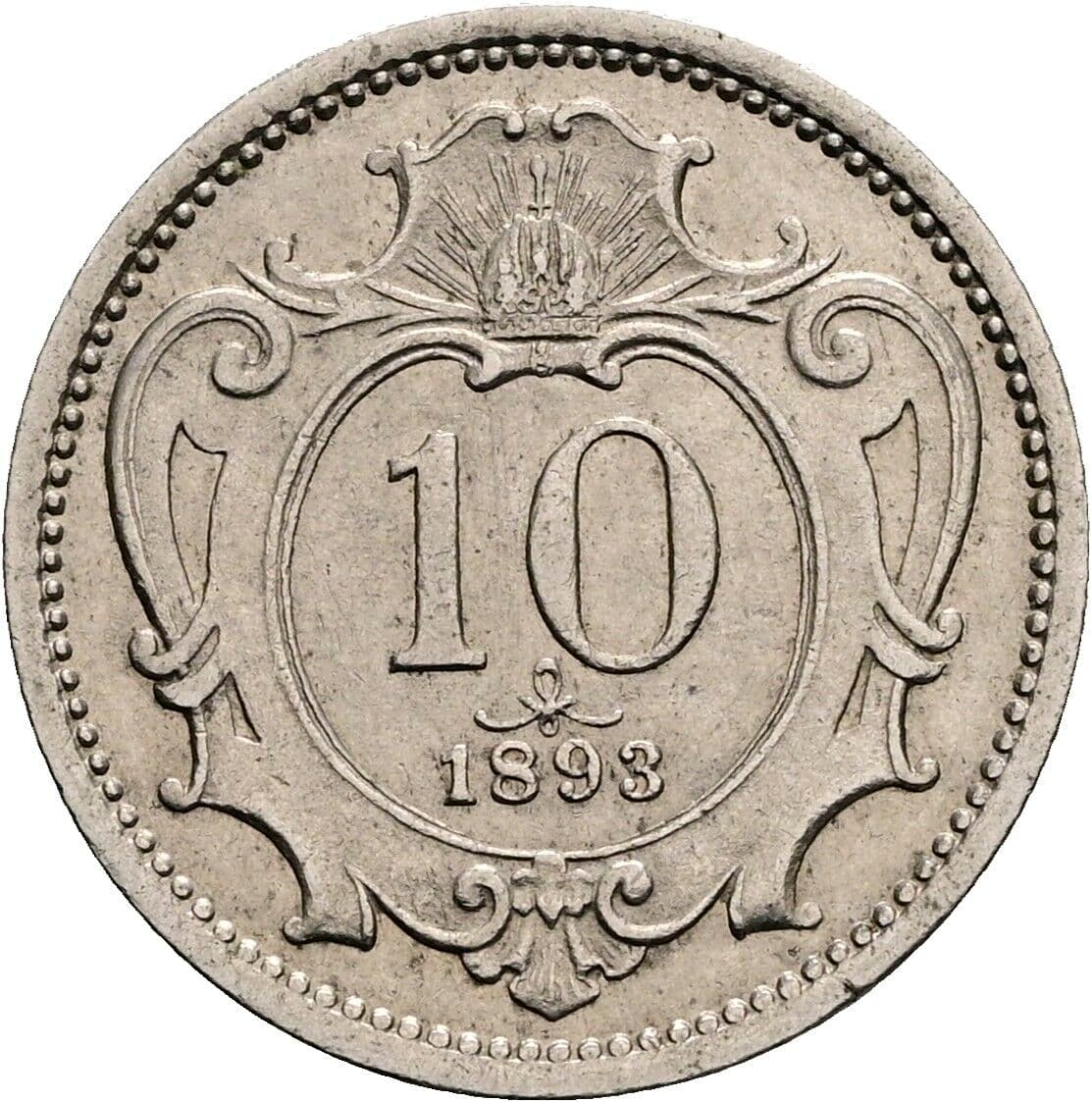 10 Heller Franz Joseph I. 1848-1916 1893 – Vorderseite