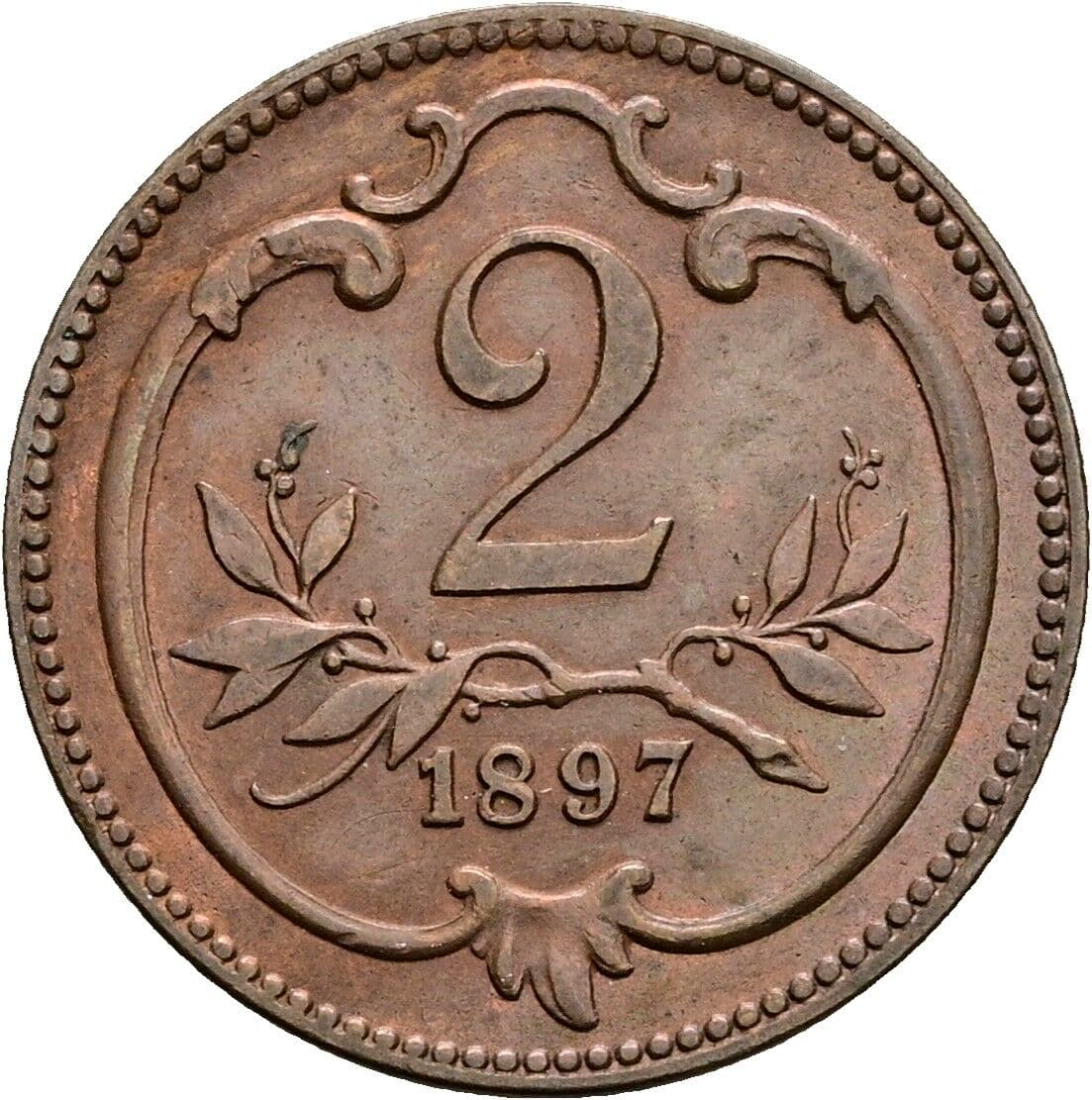 2 Heller Franz Joseph I. 1848-1916 1897 – Vorderseite