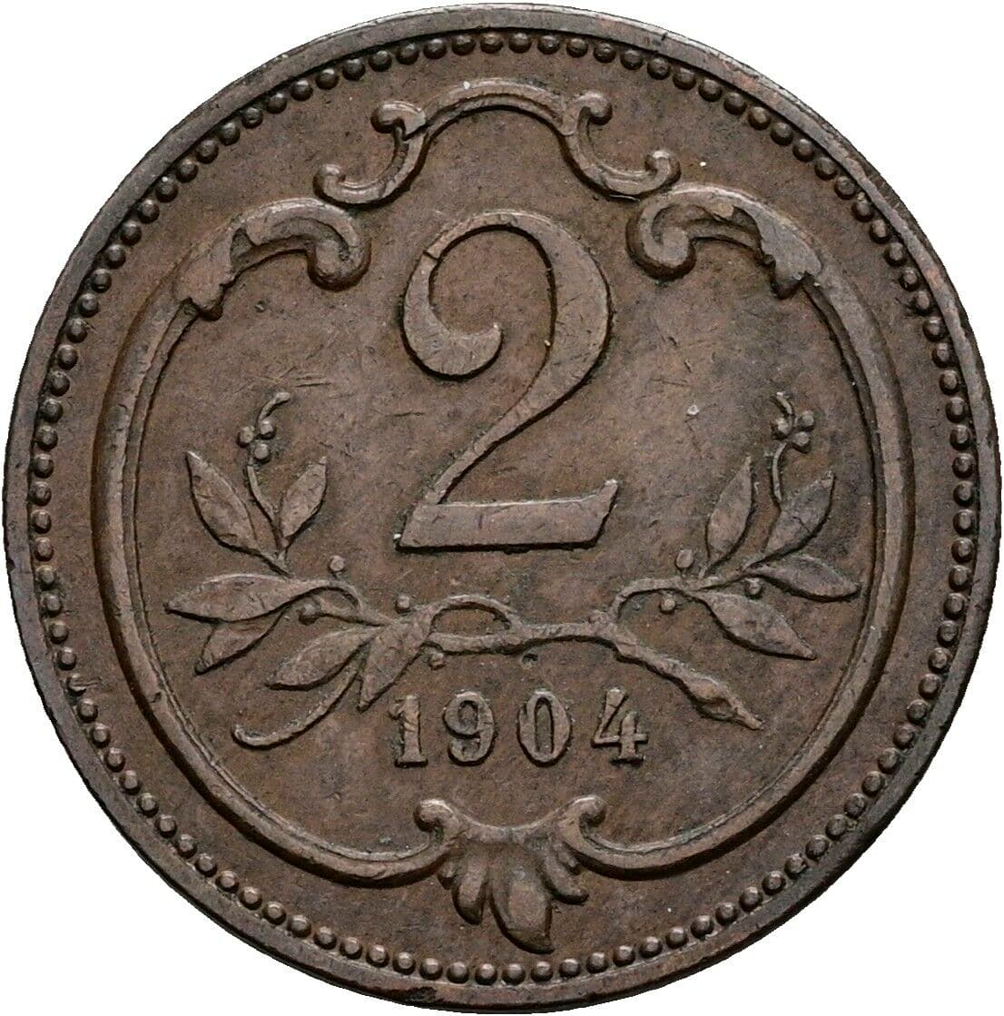 2 Heller Franz Joseph I. 1848-1916 1904 – Vorderseite