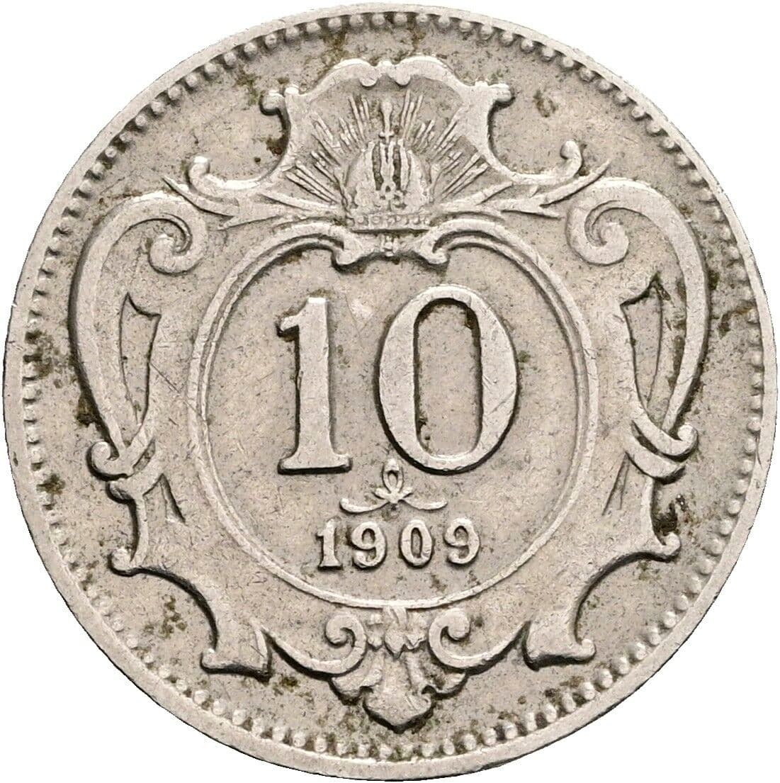 10 Heller Franz Joseph I. 1848-1916 1909 – Vorderseite