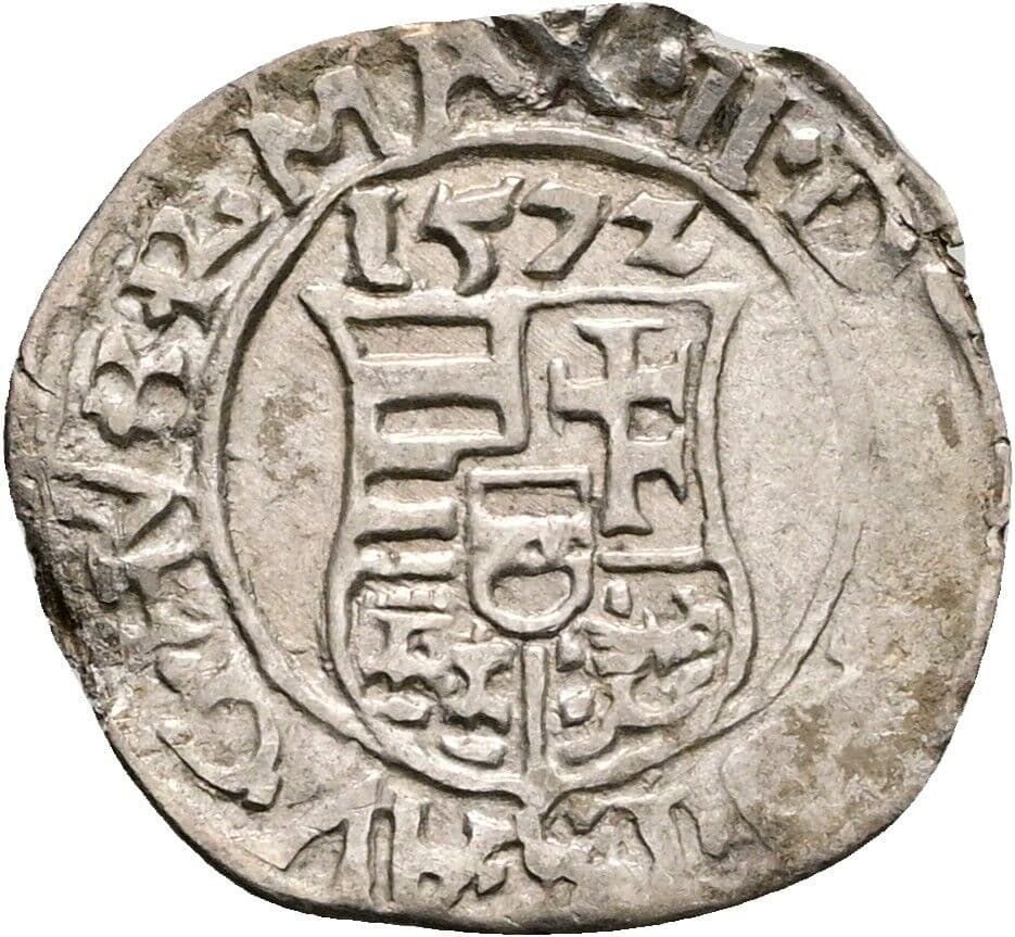Denar Maximilian II. 1564-1576 1572 KB, Kremnitz – Rückseite