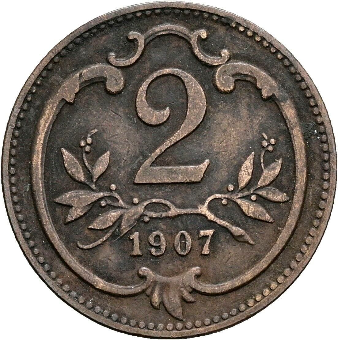2 Heller Franz Joseph I. 1848-1916 1907 – Vorderseite