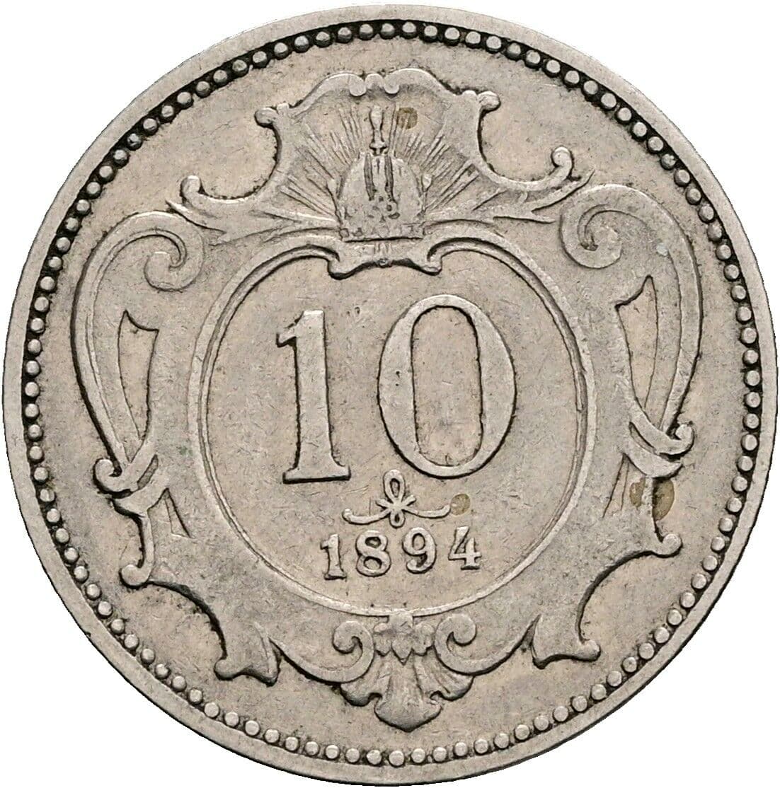 10 Heller Franz Joseph I. 1848-1916 1894 – Vorderseite