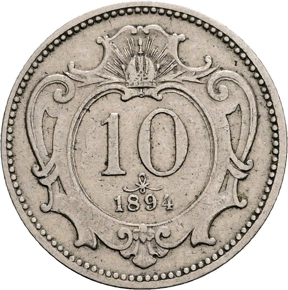10 Heller Franz Joseph I. 1848-1916 1894 – Vorderseite