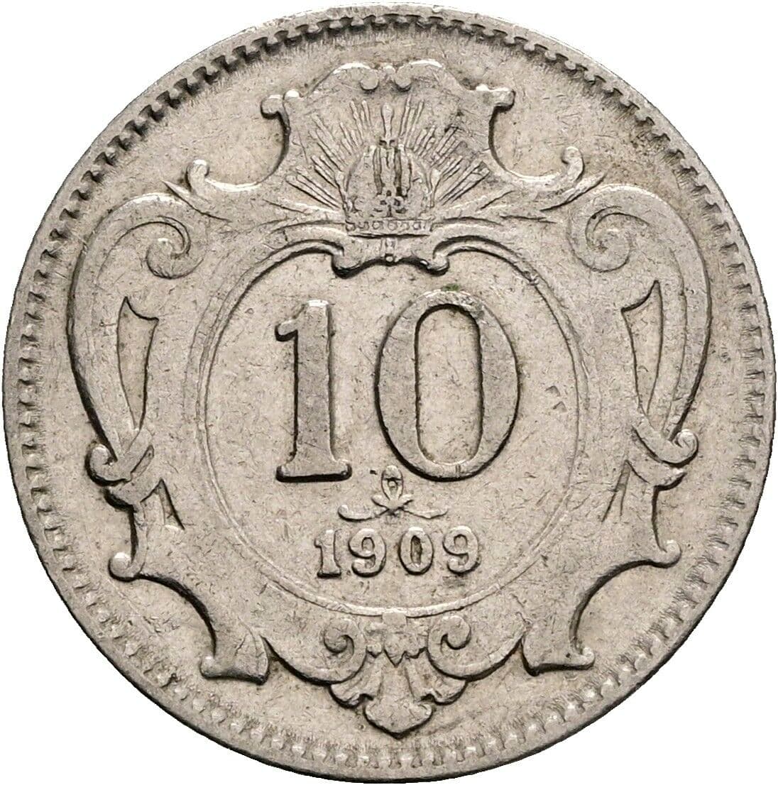 10 Heller Franz Joseph I. 1848-1916 1909 – Vorderseite