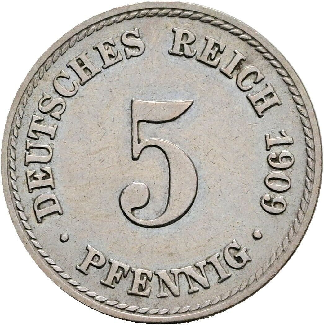 5 Pfennig 1909 A – Vorderseite