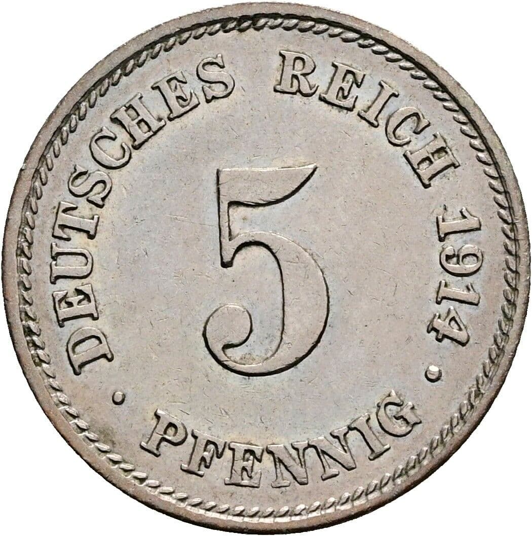 5 Pfennig 1914 G – Vorderseite