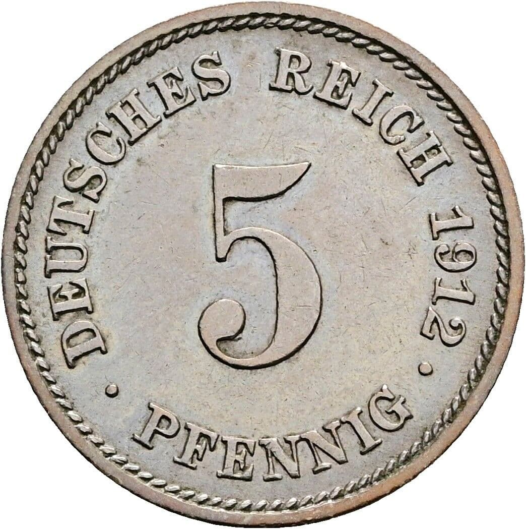 5 Pfennig 1912 E – Vorderseite