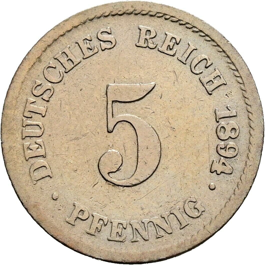5 Pfennig 1894 G – Vorderseite