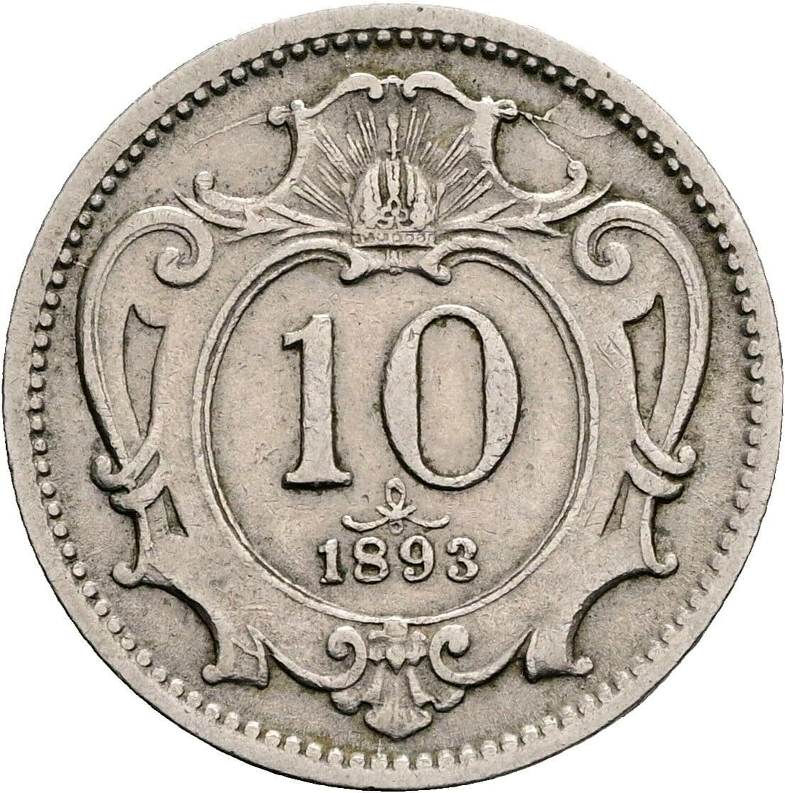 10 Heller Franz Joseph I. 1848-1916 1893 – Vorderseite