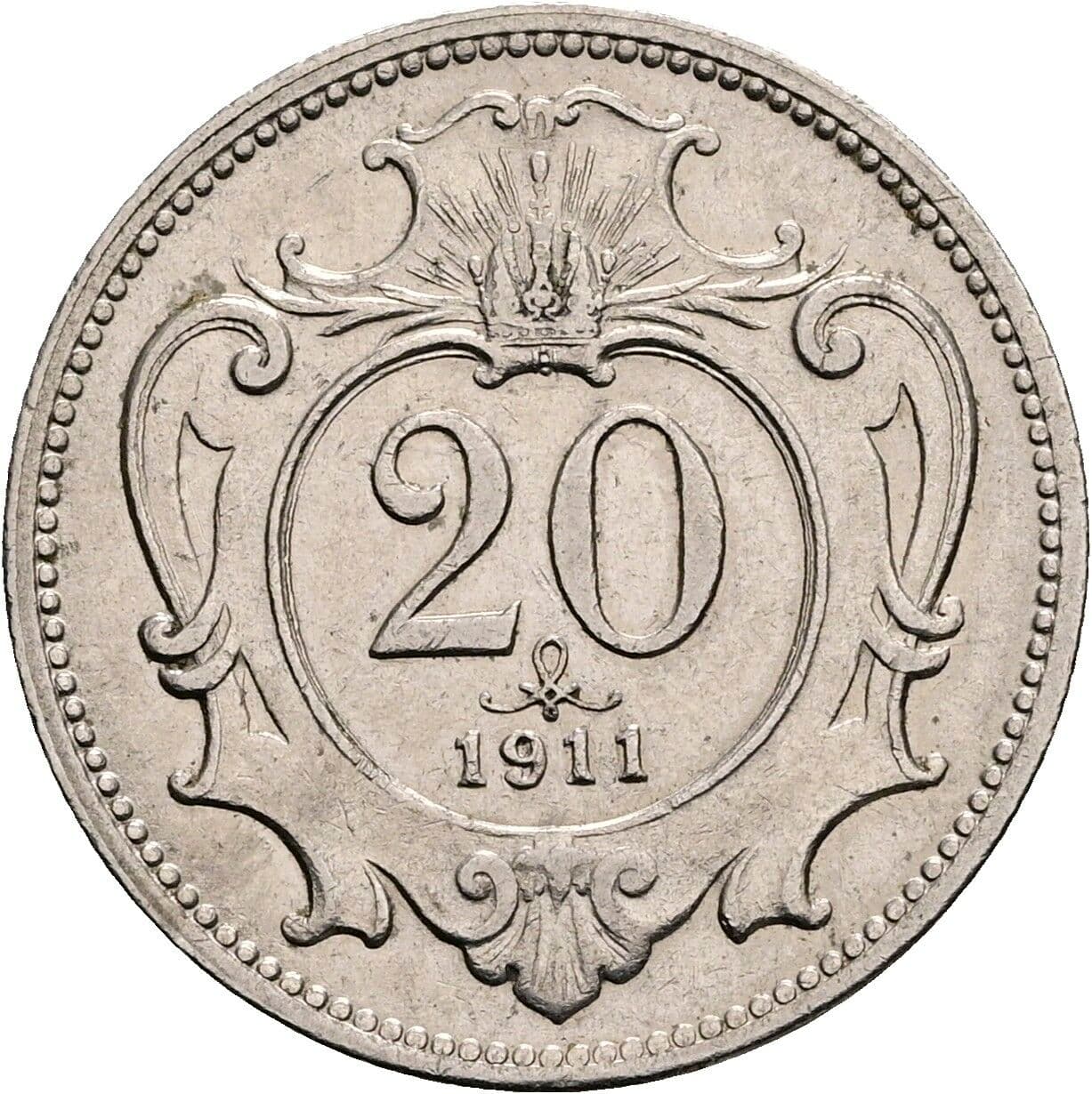 20 Heller Franz Joseph I. 1848-1916 1911 – Vorderseite