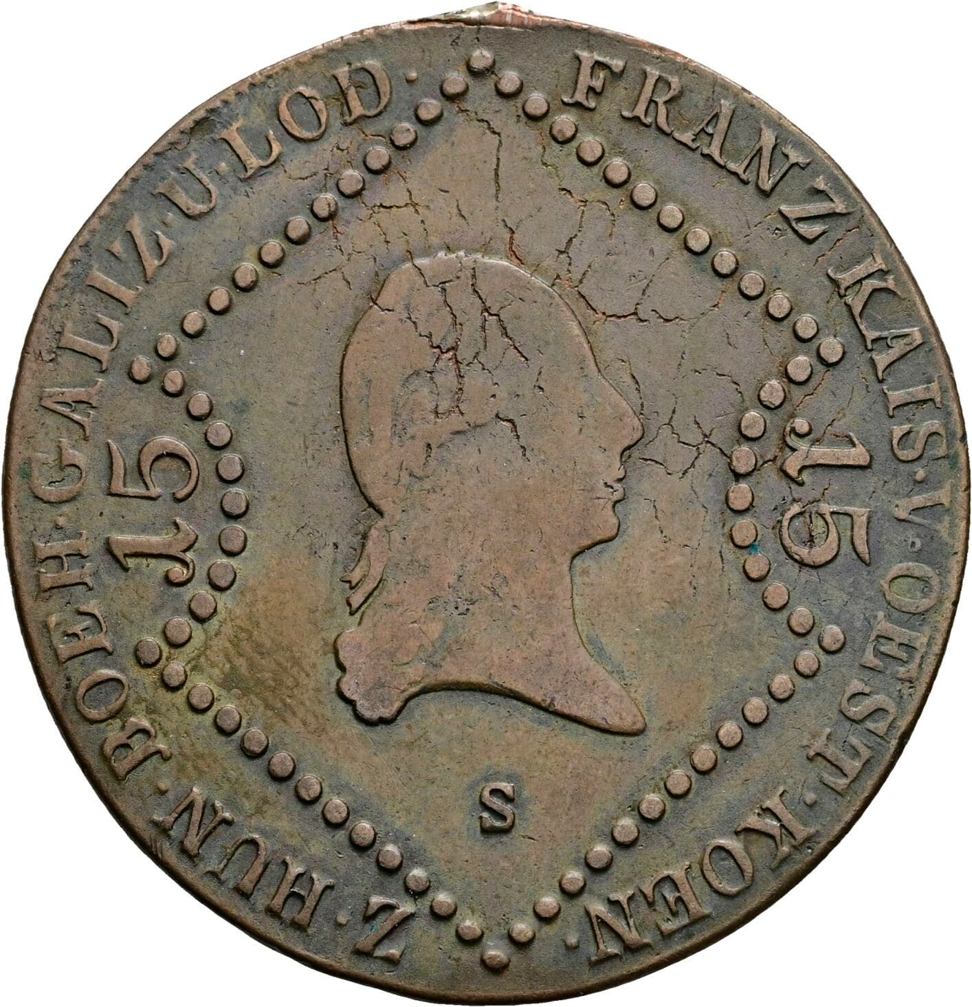 15 Kreuzer Franz II. (I). 1792-1835 1807 S, Schmöllnitz – Vorderseite