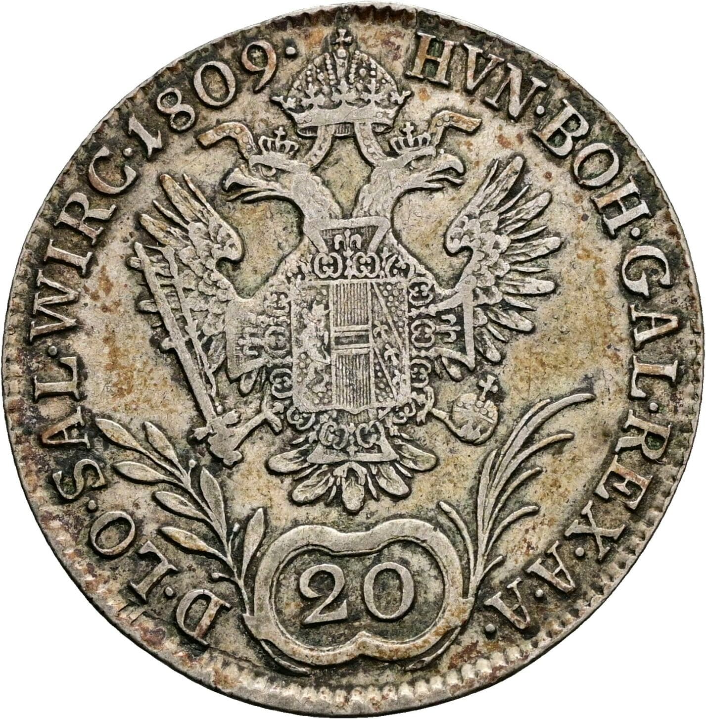 20 Kreuzer Franz II.(I.) 1792-1835 1809 A, Wien – Rückseite
