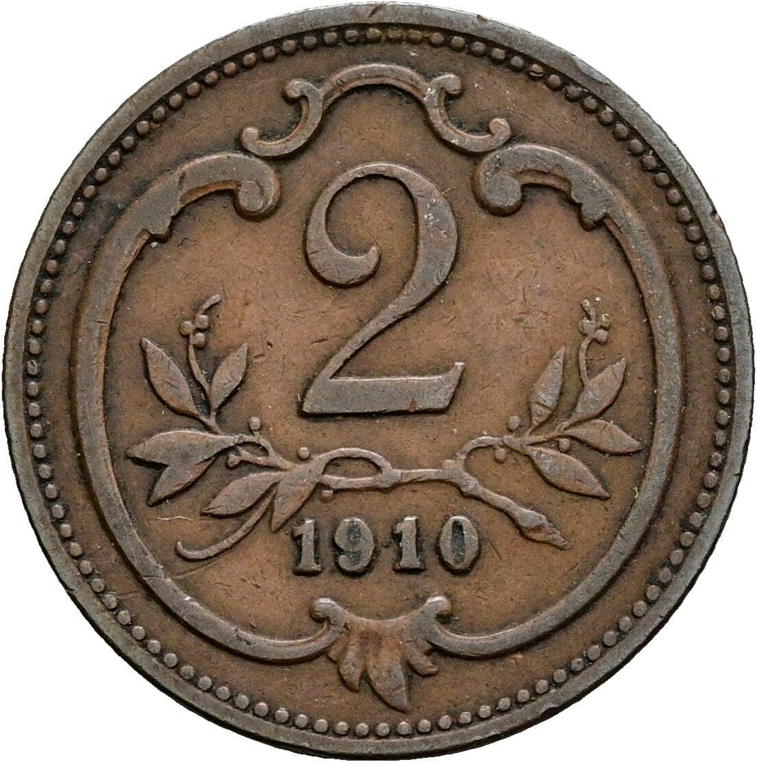 2 Heller Franz Joseph I. 1848-1916 1910 – Vorderseite