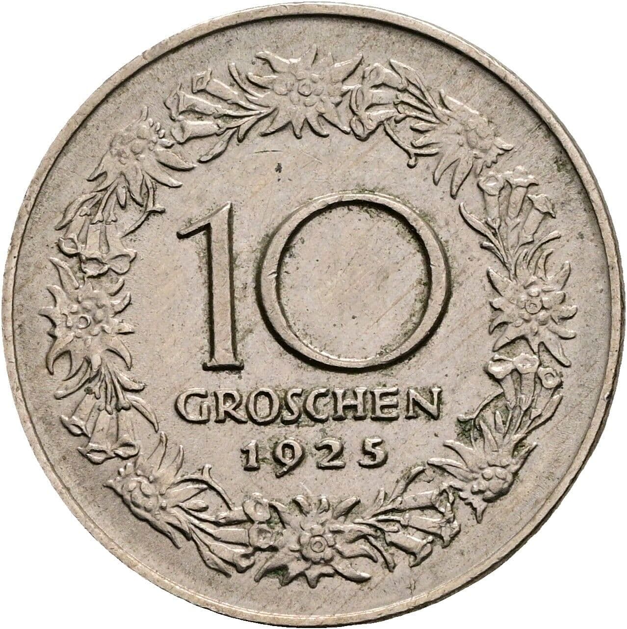 10 Groschen 1925 – Vorderseite