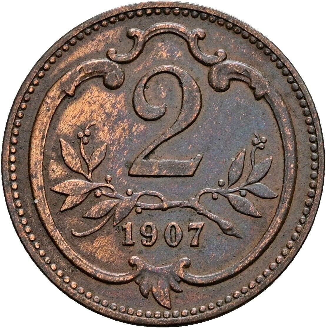 2 Heller Franz Joseph I. 1848-1916 1907 – Vorderseite