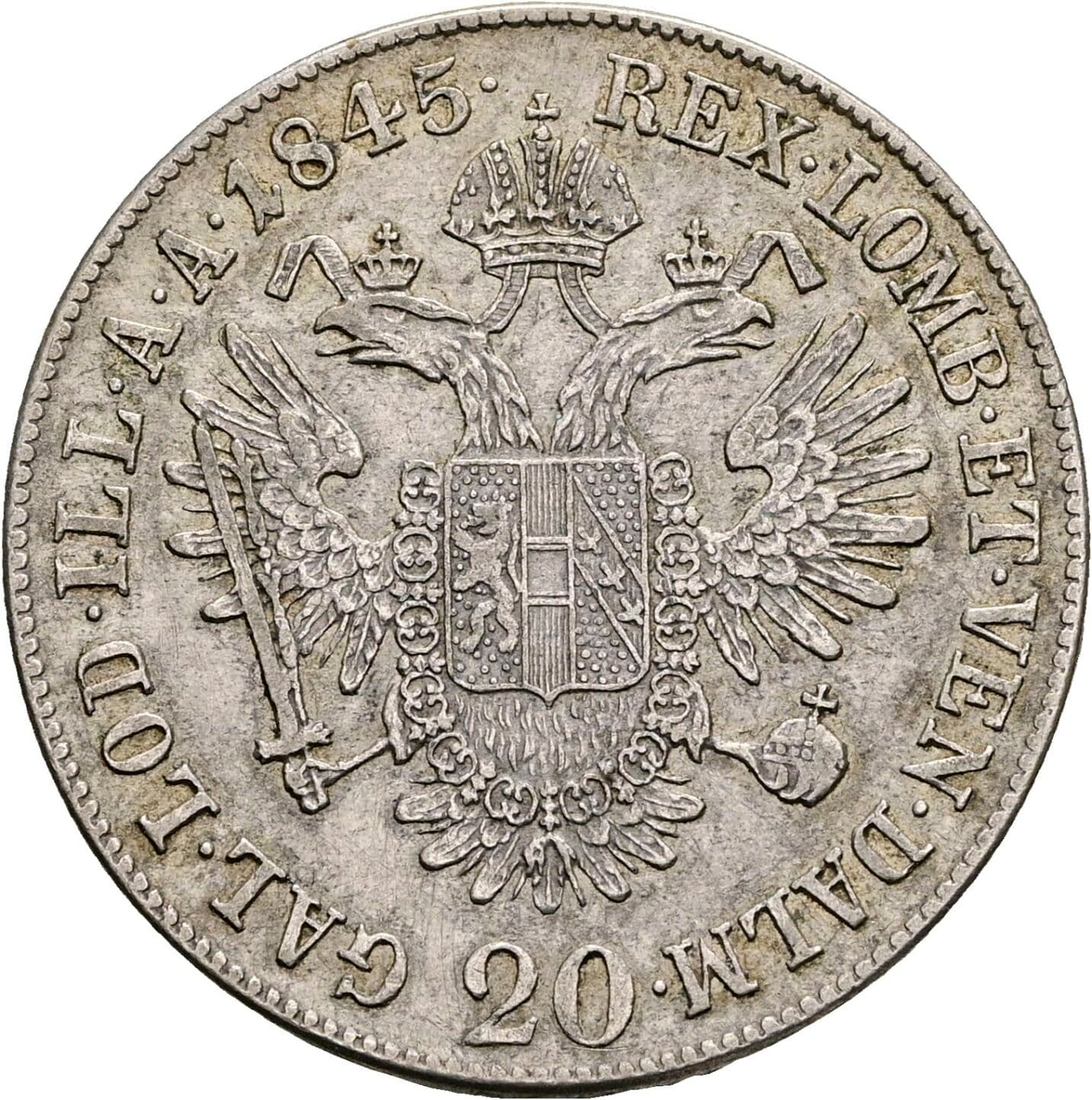 20 Kreuzer Ferdinand I. 1835-1848 1845 A, Wien – Rückseite