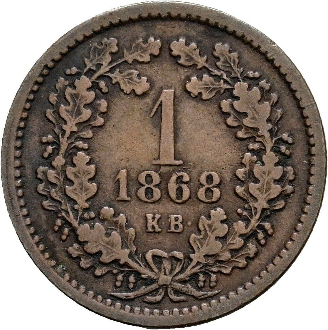 1 Krajczar Franz Joseph I. 1848-1916 1868 KB – Vorderseite