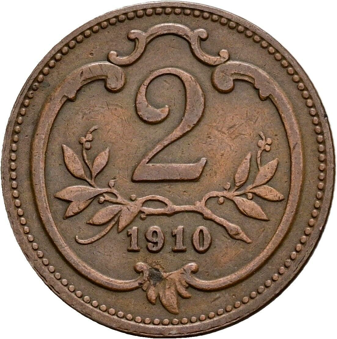 2 Heller Franz Joseph I. 1848-1916 1910 – Vorderseite