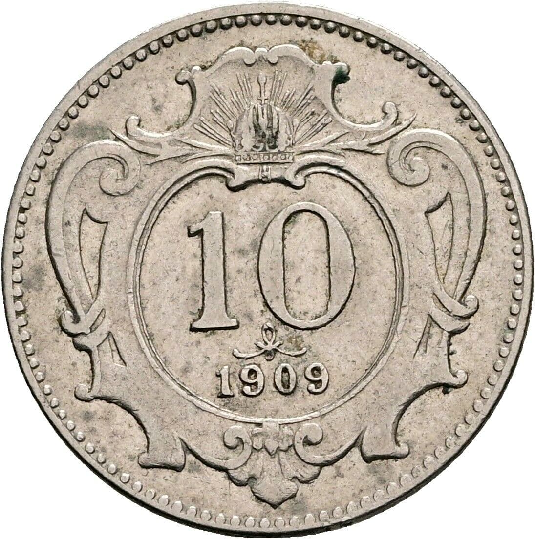 10 Heller Franz Joseph I. 1848-1916 1909 – Vorderseite