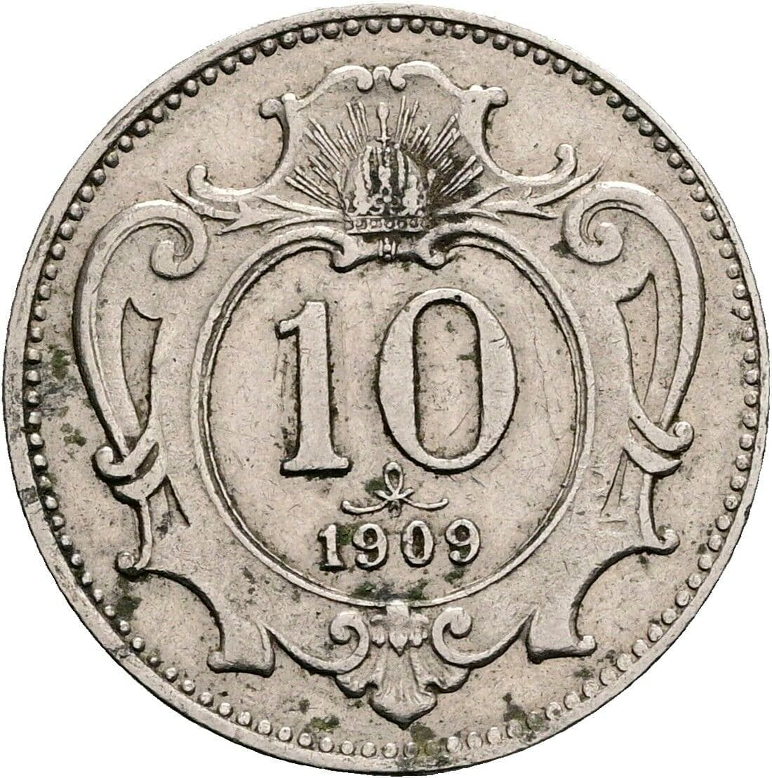 10 Heller Franz Joseph I. 1848-1916 1909 – Vorderseite