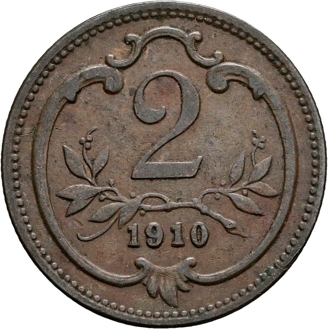 2 Heller Franz Joseph I. 1848-1916 1910 – Vorderseite