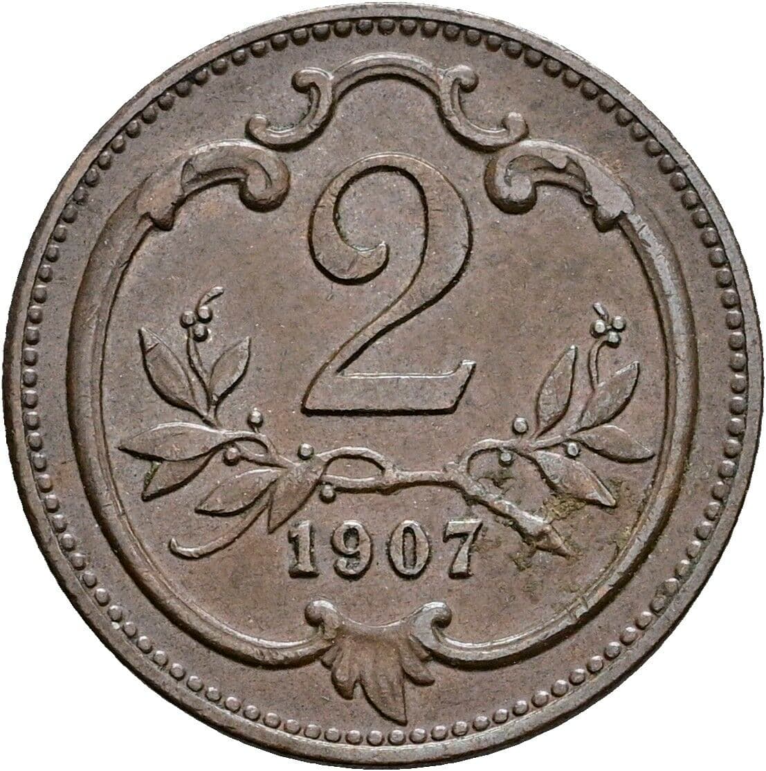 2 Heller Franz Joseph I. 1848-1916 1907 – Vorderseite
