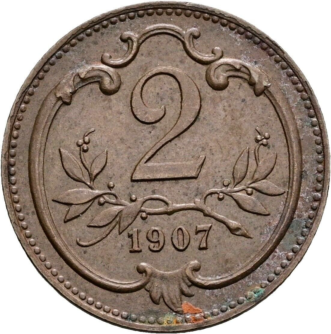 2 Heller Franz Joseph I. 1848-1916 1907 – Vorderseite