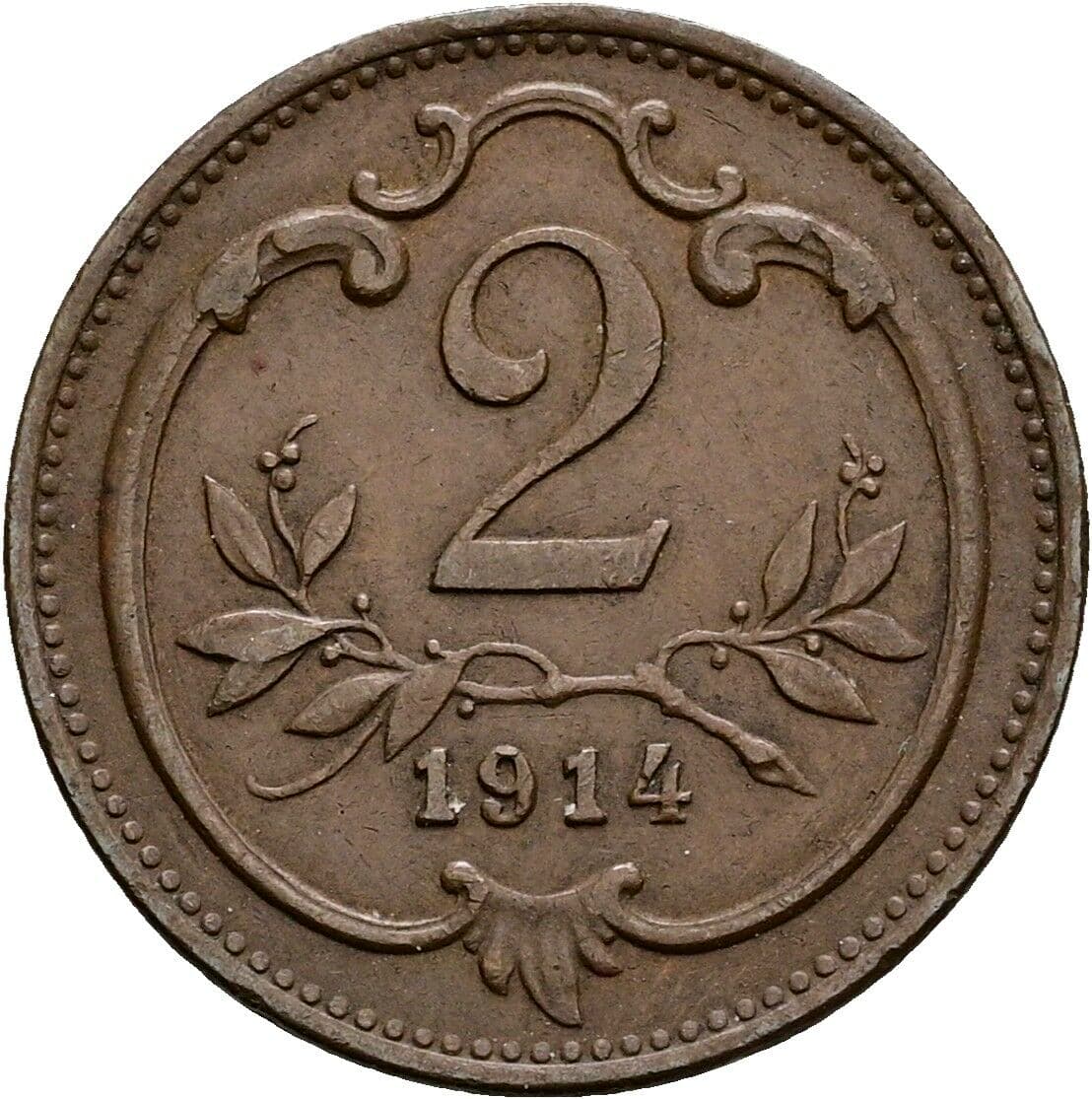 2 Heller Franz Joseph I. 1848-1916 1914 – Vorderseite