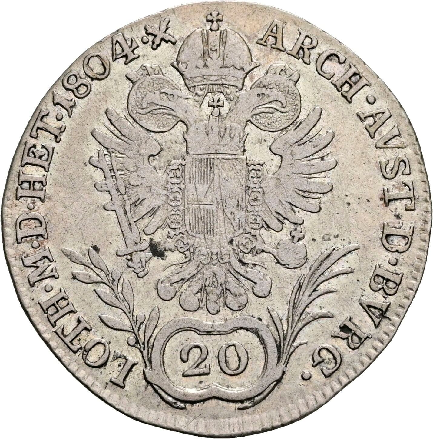 20 Kreuzer Franz II. (I). 1792-1835 1804 C, Prag – Rückseite