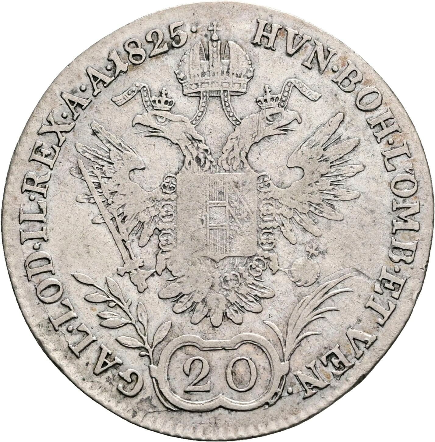 20 Kreuzer Franz II.(I.) 1792-1835 1825 A, Wien – Rückseite