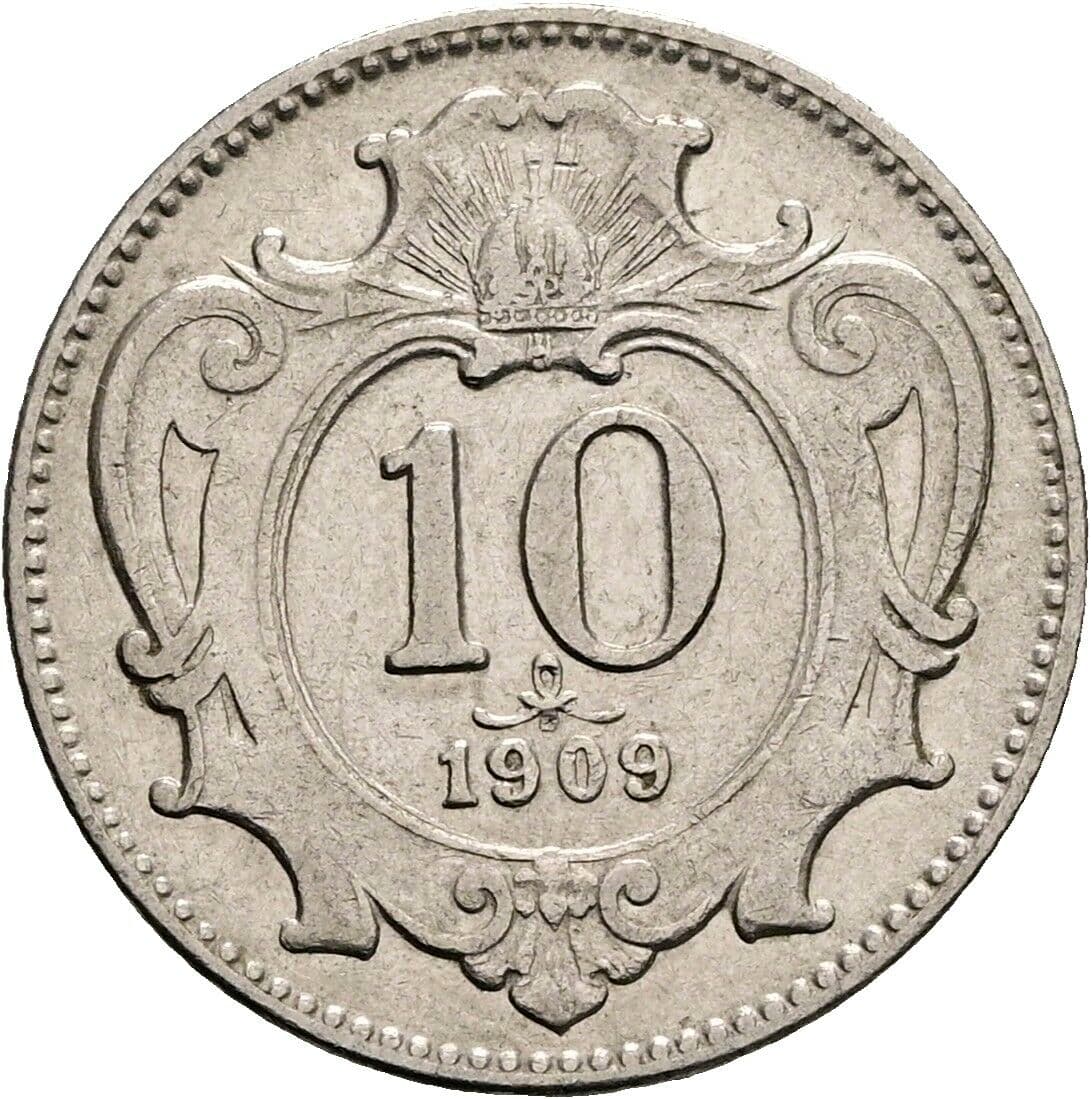 10 Heller Franz Joseph I. 1848-1916 1909 – Vorderseite