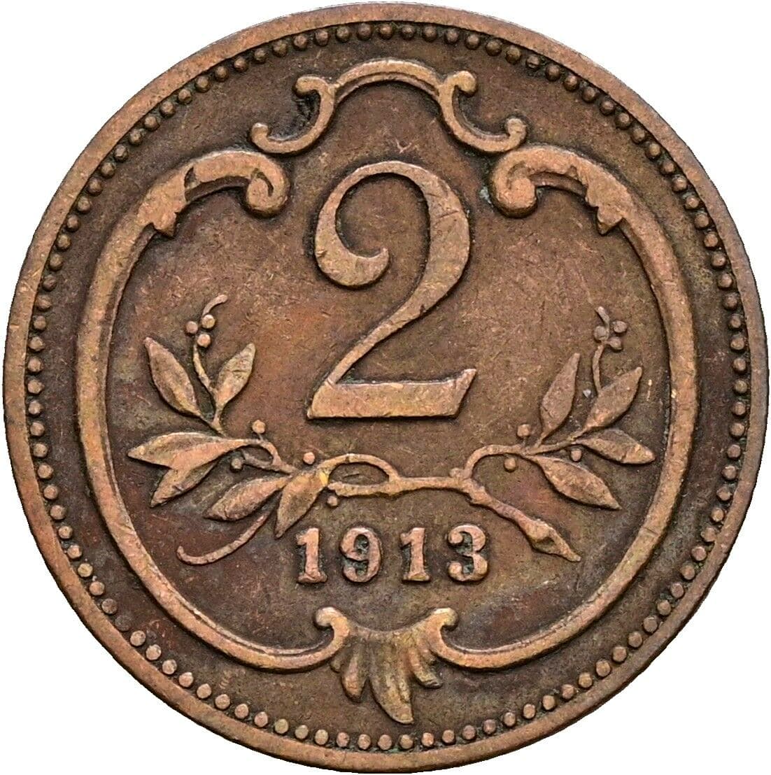 2 Heller Franz Joseph I. 1848-1916 1913 – Vorderseite