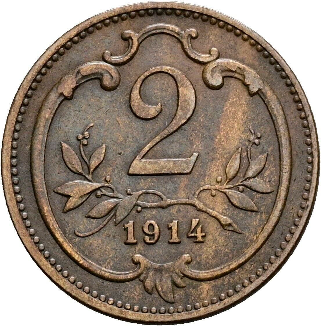 2 Heller Franz Joseph I. 1848-1916 1914 – Vorderseite