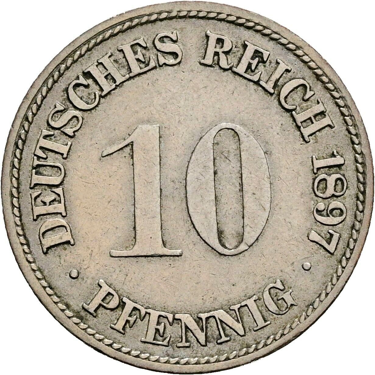 10 Pfennig 1897 G – Vorderseite