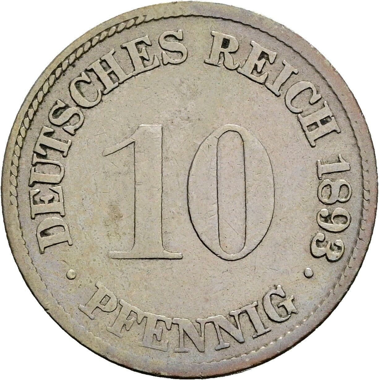 10 Pfennig 1893 G – Vorderseite