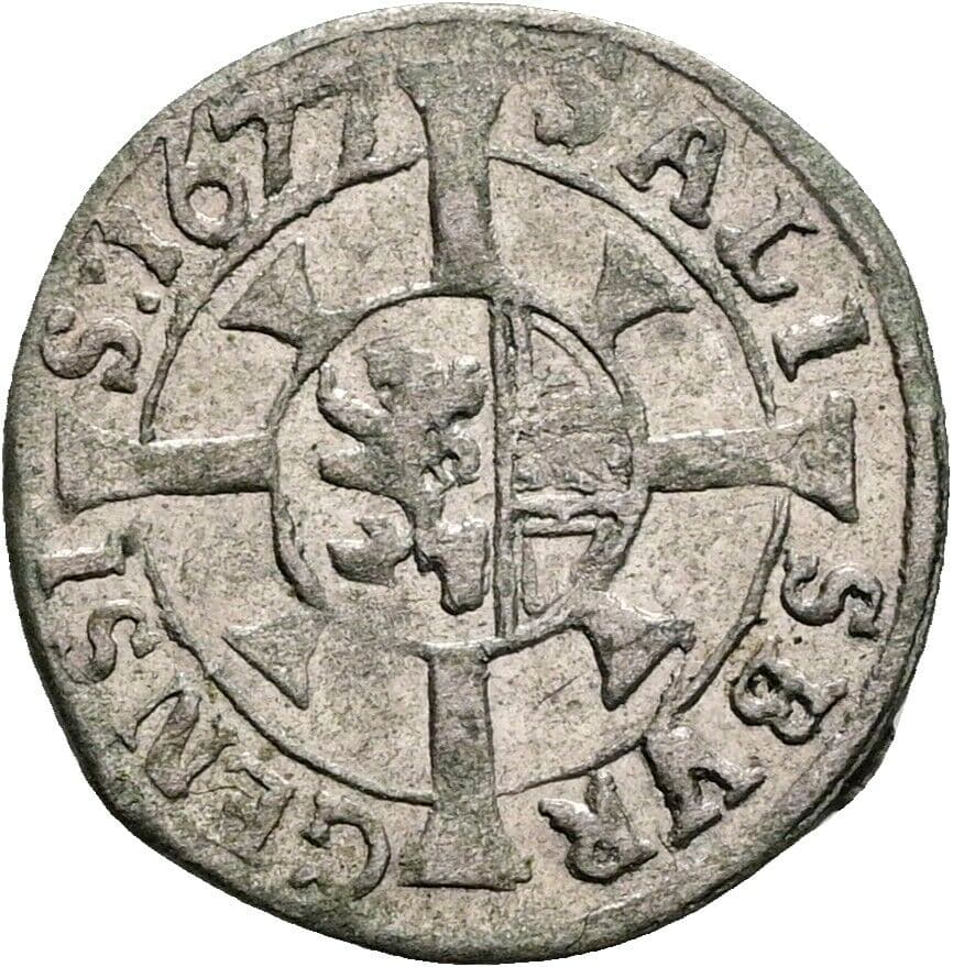 1 Kreuzer Max Gandolph 1668-1687 1677 Salzburg – Vorderseite