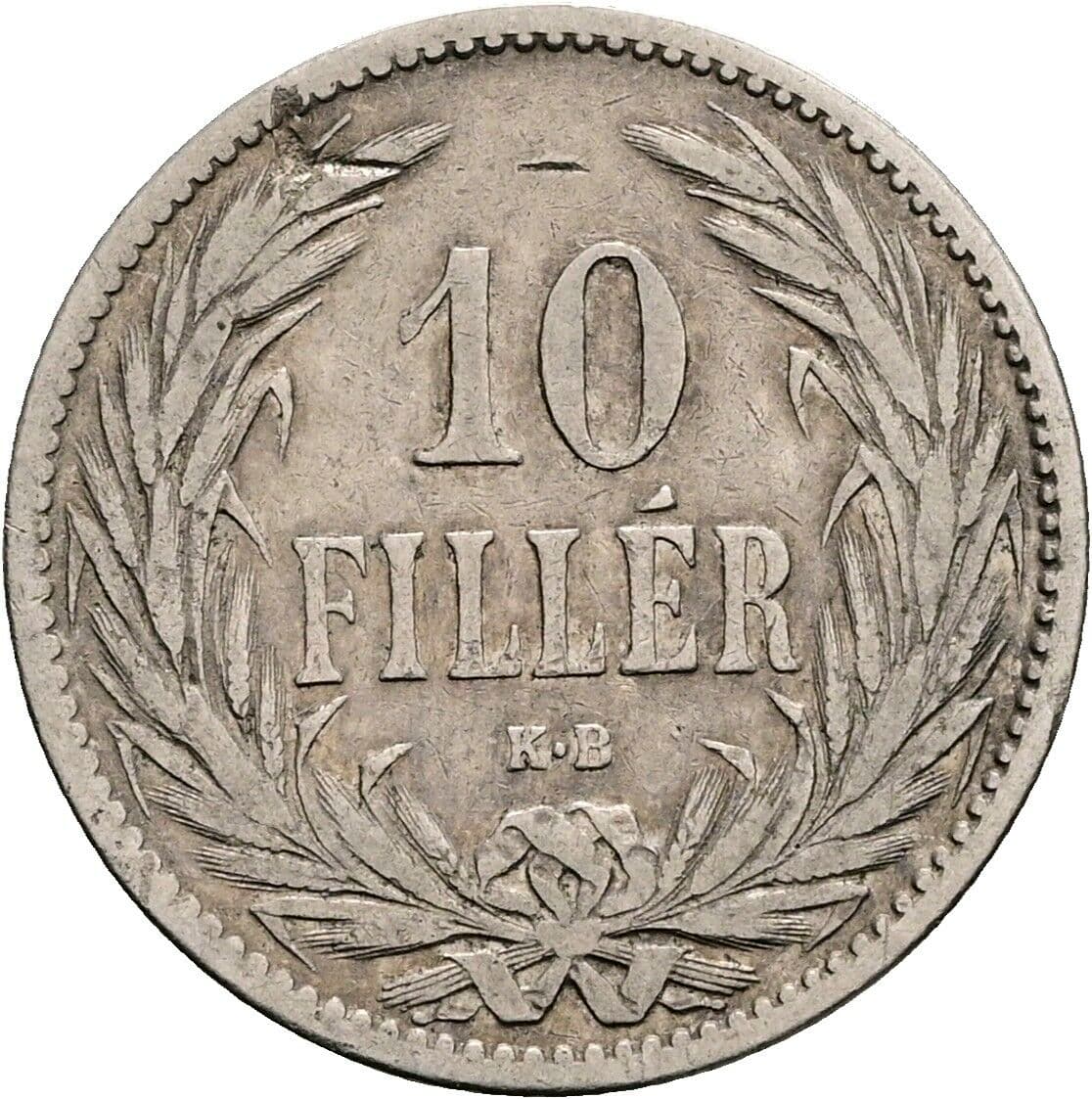 10 Filler Franz Joseph I. 1848-1916 1894 KB, Kremnitz – Vorderseite